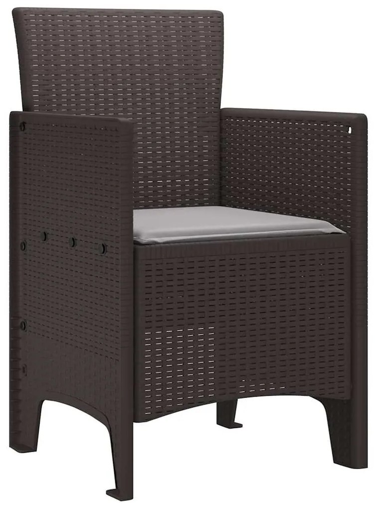 vidaXL Καρέκλα Κήπου 4 pcs Καφέ 53 x 49 x 85 εκ. PP