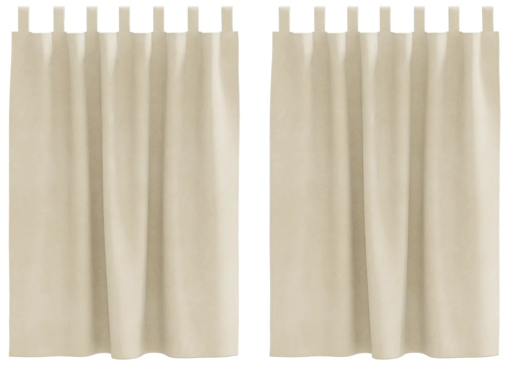 vidaXL Κουρτίνες με κουρτίνες 2 pcs Κρεμ 140 x 140 cm Βελούδο
