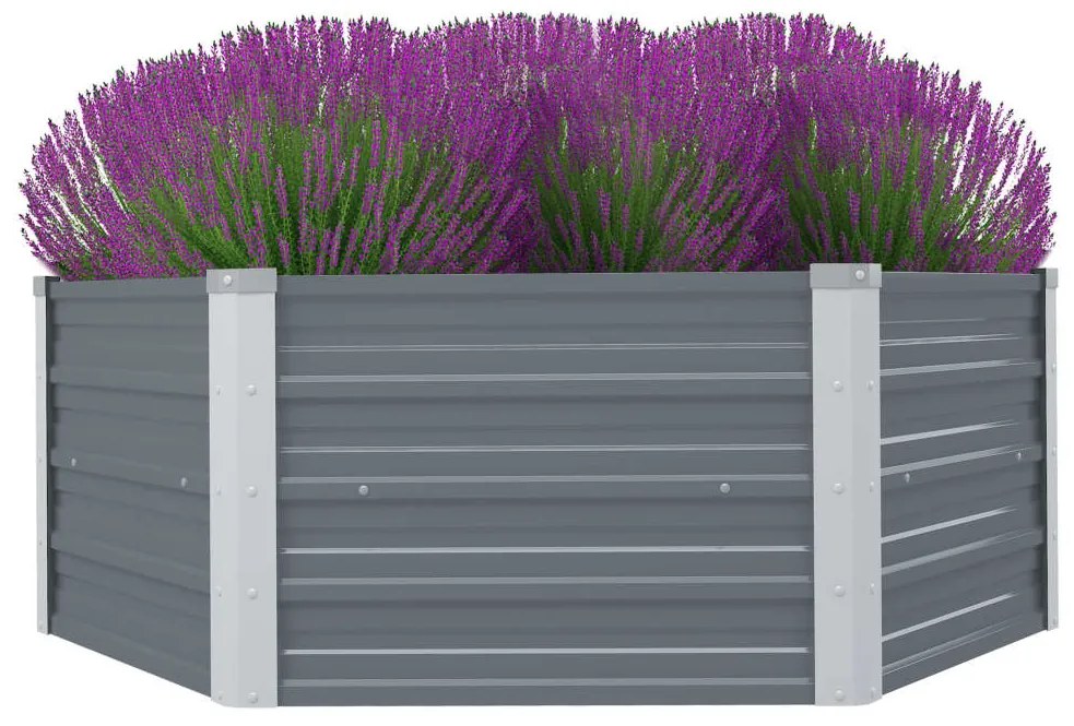 vidaXL Ζαρντινιέρα Ψηλή Γκρι 129 x 129 x 46 εκ. Γαλβανισμένος Χάλυβας