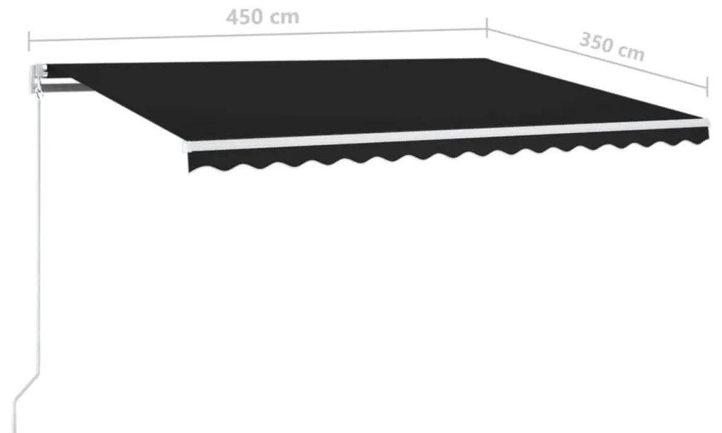 Τέντα Συρόμενη Χειροκίνητη με LED Ανθρακί 450 x 350 εκ. - Ανθρακί