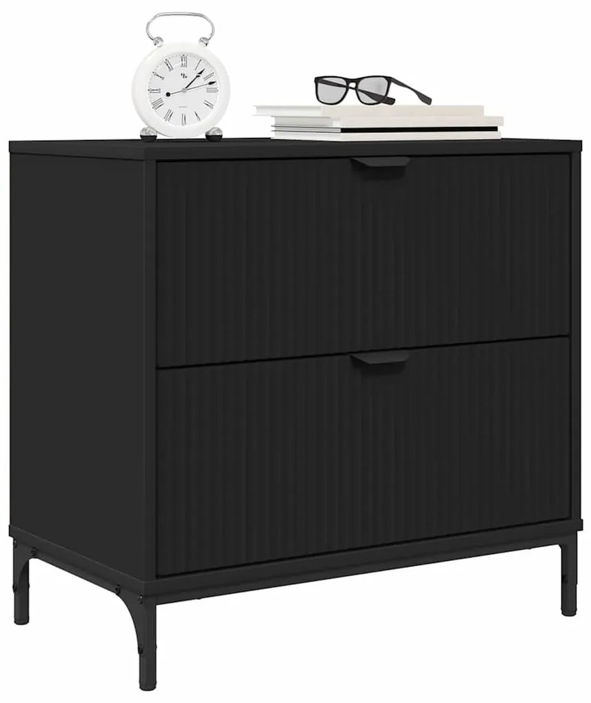 vidaXL Κομοδίνο με συρτάρι Μαύρο 63.5 x 36 x 61 εκ Επεξεργασμένο ξύλο