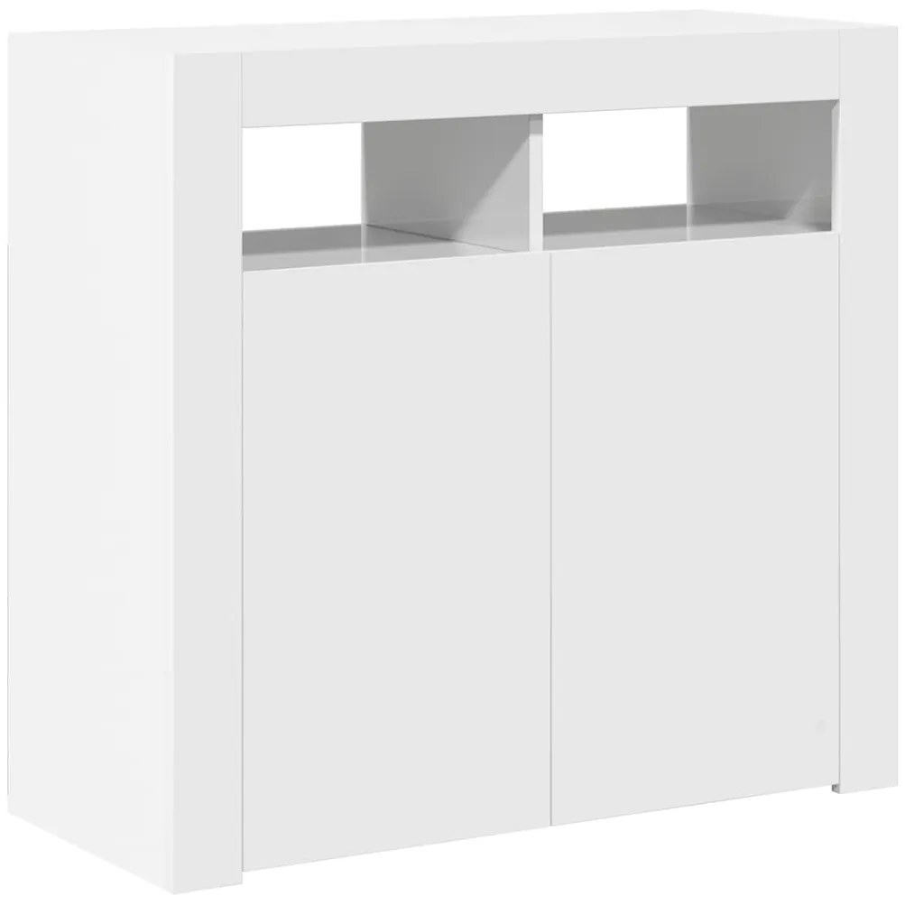 vidaXL Ντουλάπι με LED Γυαλιστερό Λευκό 80 x 35 x 75 εκ.
