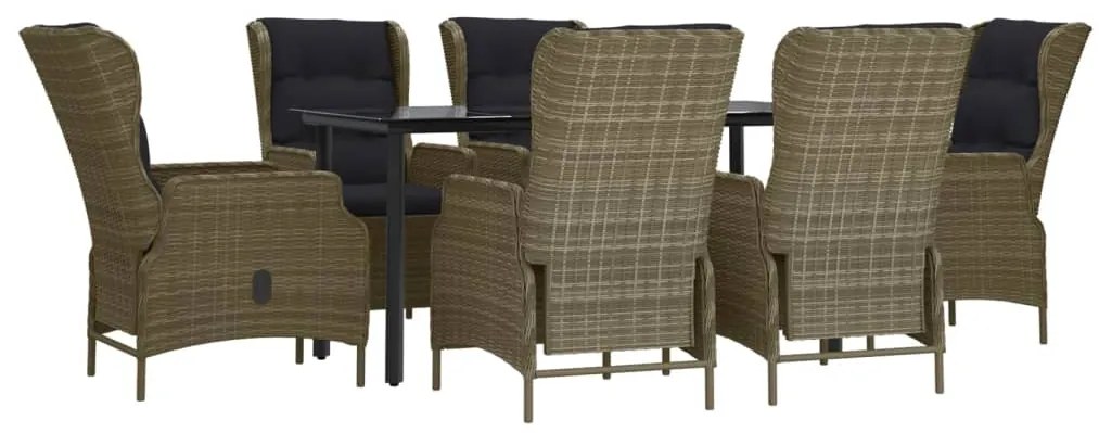 vidaXL Σετ Τραπεζαρίας Κήπου 7 Τεμαχίων Καφέ από Συνθετικό Ρατάν