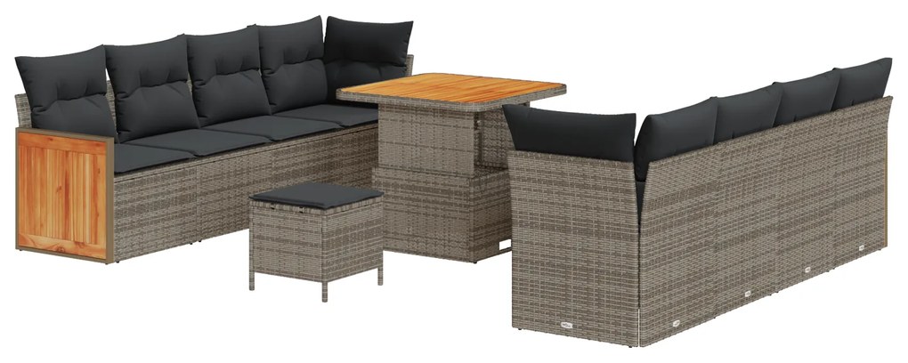 vidaXL Σετ Καναπέ Κήπου 11 pcs Γκρι, Σκούρο γκρι 80 x 80 x 71 cm