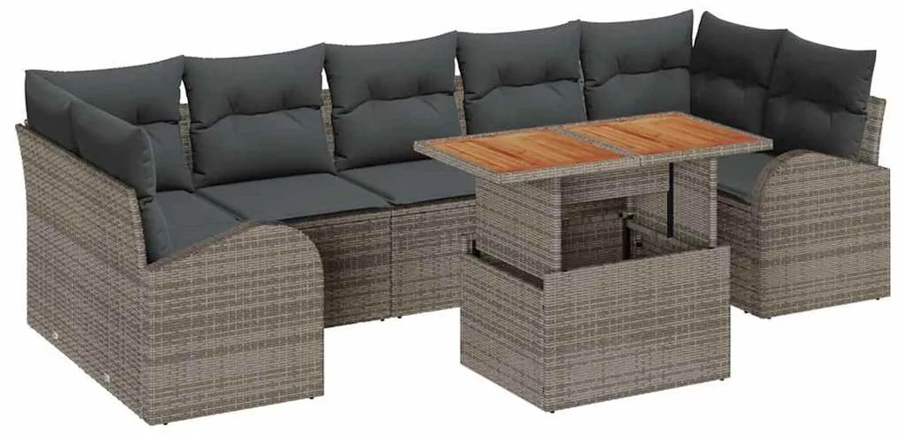 vidaXL Σετ Καναπέ Κήπου με μαξιλάρι 8 pcs Γκρι 100 x 55 x 73 εκ