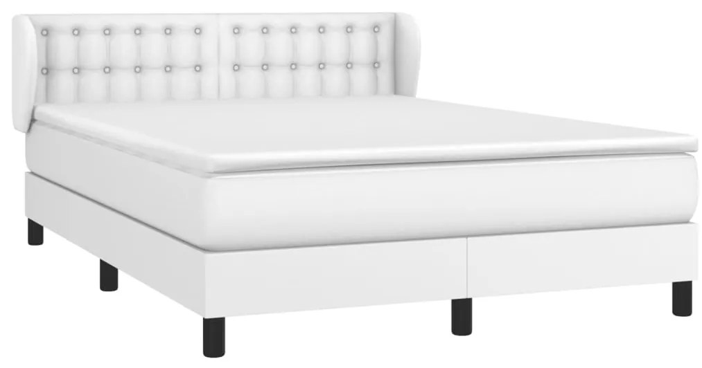 vidaXL Κρεβάτι Boxspring με Στρώμα Λευκό 140x200εκ.από Συνθετικό Δέρμα