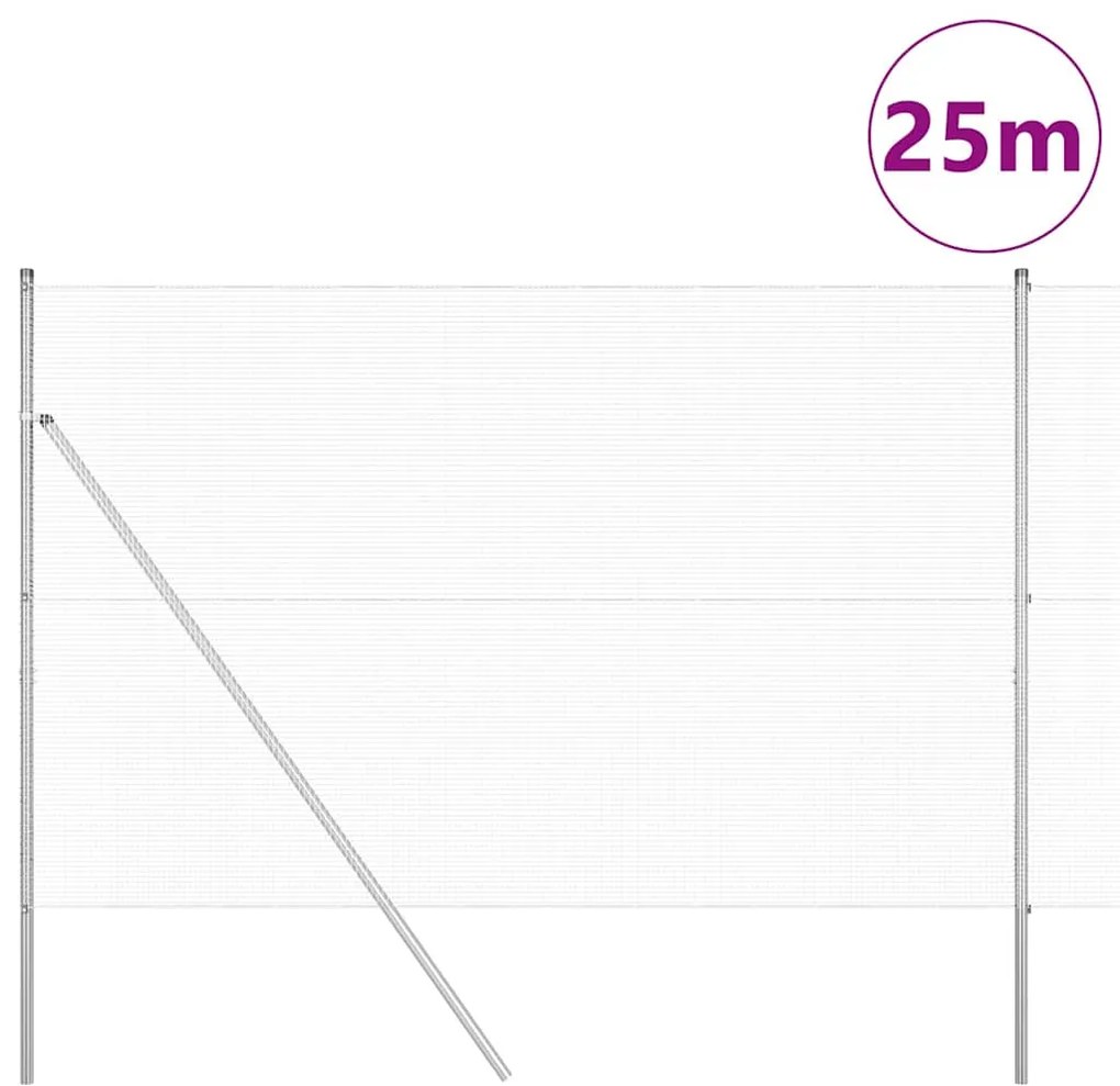 vidaXL Στύλος Περιφράξεων Ασημί 25 x 1,5 μ (12 x 12 mm πλέγμα) Ατσάλι