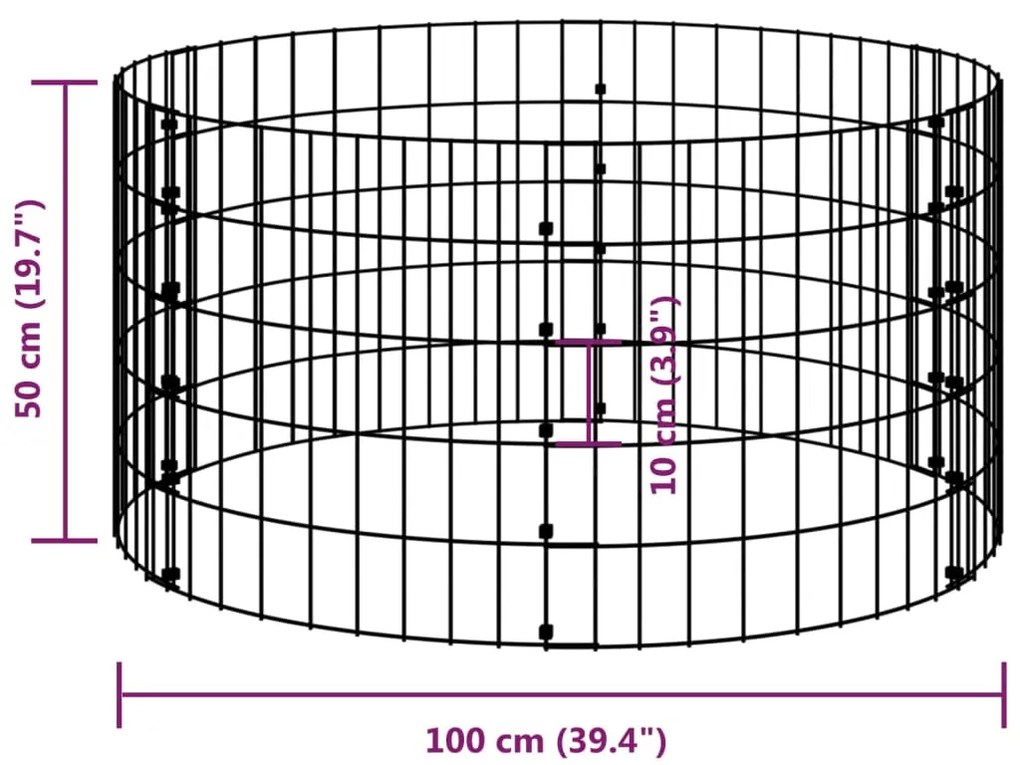 vidaXL Συρματοκιβώτιο-Γλάστρα Στύλος Κυκλική Ø100x50 εκ. Γαλβ. Χάλυβας