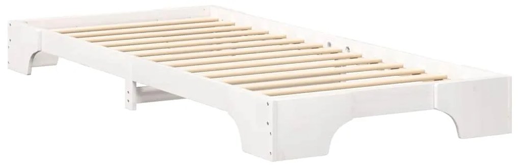 vidaXL Κρεβάτι δαπέδου Λευκό 100 x 220 cm Μασίφ ξύλο πεύκου