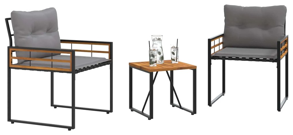 vidaXL Σετ Εξωτερικών Επίπλων με μαξιλάρι 3 pcs Ανοιχτό γκρι