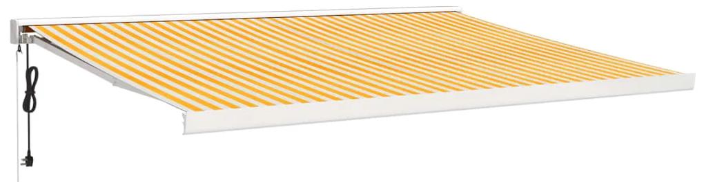 vidaXL Τέντα Πτυσσόμενη Κίτρινη / Λευκή 4 x 3 μ. Ύφασμα & Αλουμίνιο
