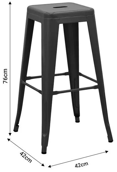 Σκαμπό μπαρ Utopia μαύρο ματ μέταλλο 42x42x76εκ 42x42x76 εκ.