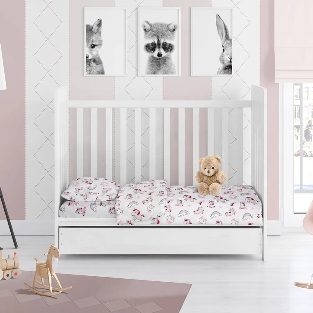 Πάπλωμα Βρεφικό Unicorn 108 White-Pink DimCol 120x160cm 100% Βαμβάκι