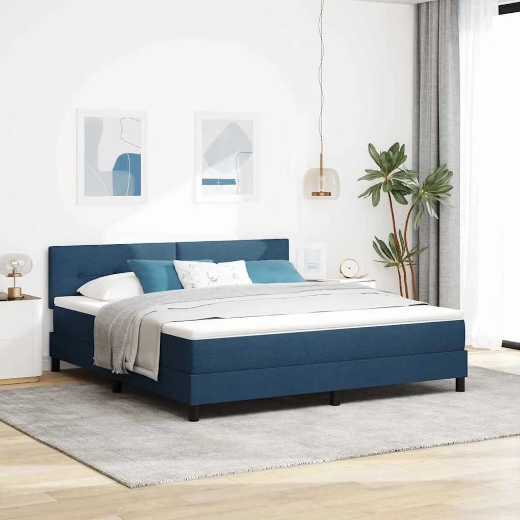 vidaXL Κρεβάτι με ελατήρια με στρώμα Μπλε 180 x 200 cm ύφασμα