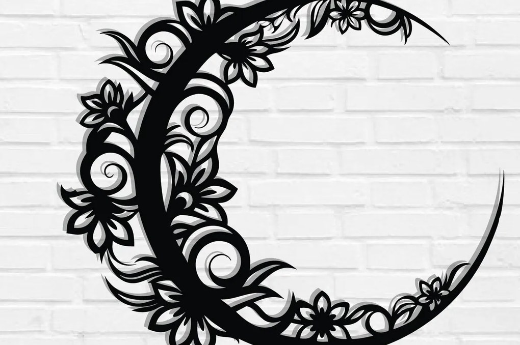 Intra απο ξύλο plywood 3mm-4mm πάχος - Floral Moon Wall Art Laser Cut  Δίασταση 40x50 cm INTRAFABR-119465901