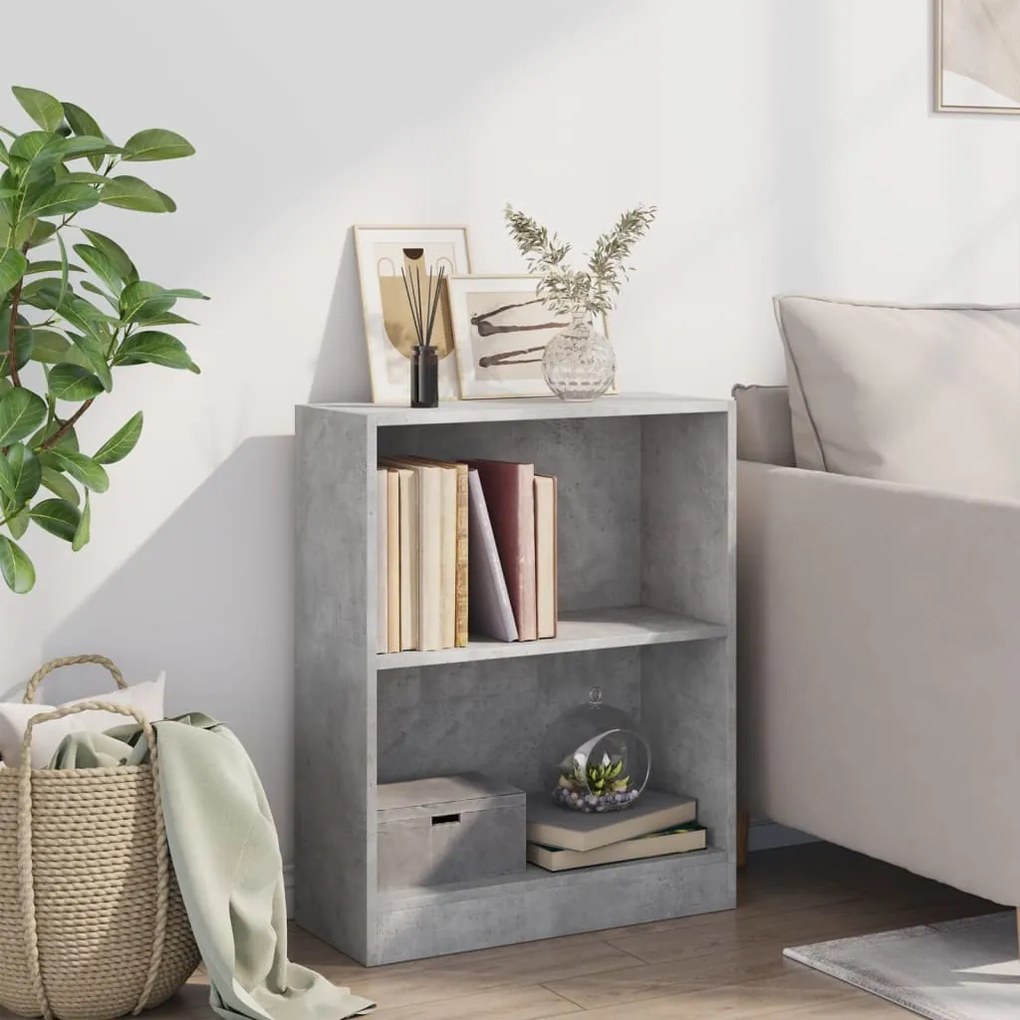 vidaXL Βιβλιοθήκη Γκρι Σκυροδέματος 60x24x76 εκ. Επεξεργασμένο Ξύλο