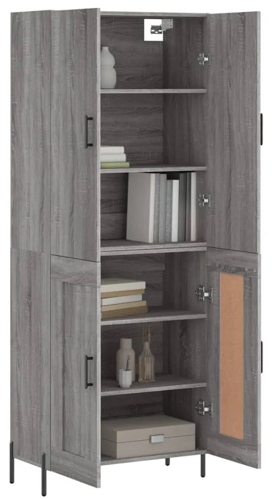 vidaXL Ντουλάπι Γκρι Sonoma 69,5 x 34 x 180 εκ. Επεξεργασμένο Ξύλο