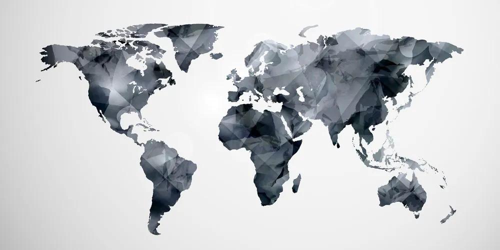 Εικόνα σε πολυγωνικό παγκόσμιο χάρτη από φελλό σε ασπρόμαυρο σχέδιο - 100x50  smiley