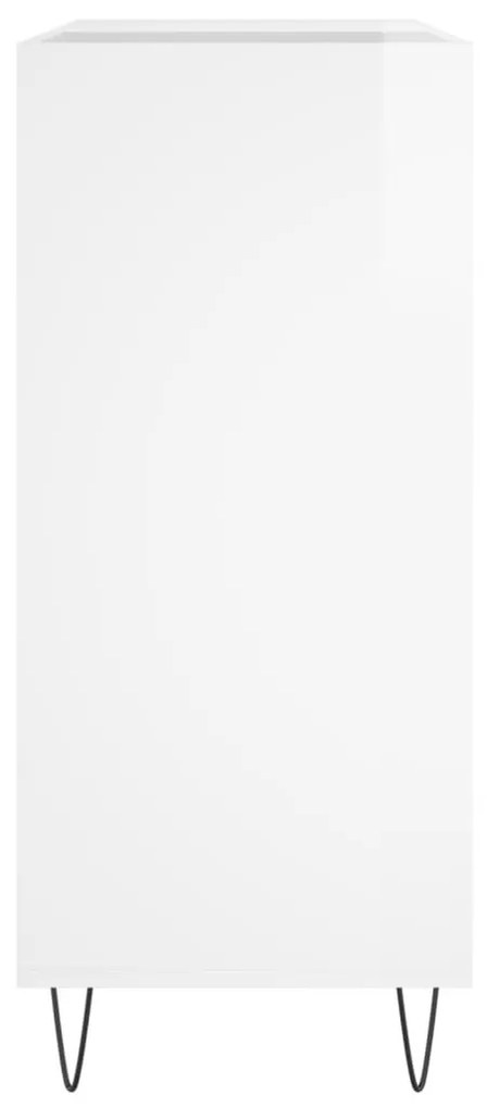 Δισκοθήκη Γυαλιστερή Λευκή 84,5 x 38x 89 εκ. από Επεξεργ. Ξύλο - Λευκό