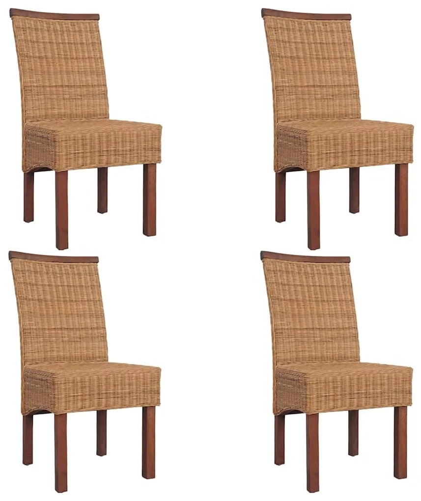 vidaXL Καρέκλες Τραπεζαρίας 4 τεμ. Καφέ από Γνήσιο Ρατάν