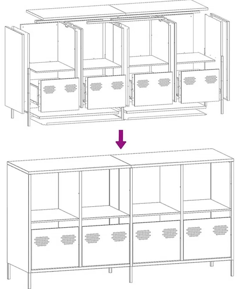 Sideboard Λευκό 135x39x73,5 cm Ατσάλι ψυχρής έλασης - Λευκό