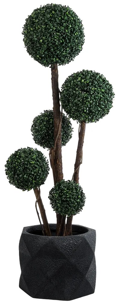 GloboStar® Artificial Garden GENOVA 20726 Επιδαπέδιο Πολυεστερικό Τσιμεντένιο Κασπώ Γλάστρα - Flower Pot Μαύρο Φ40 x Υ30cm