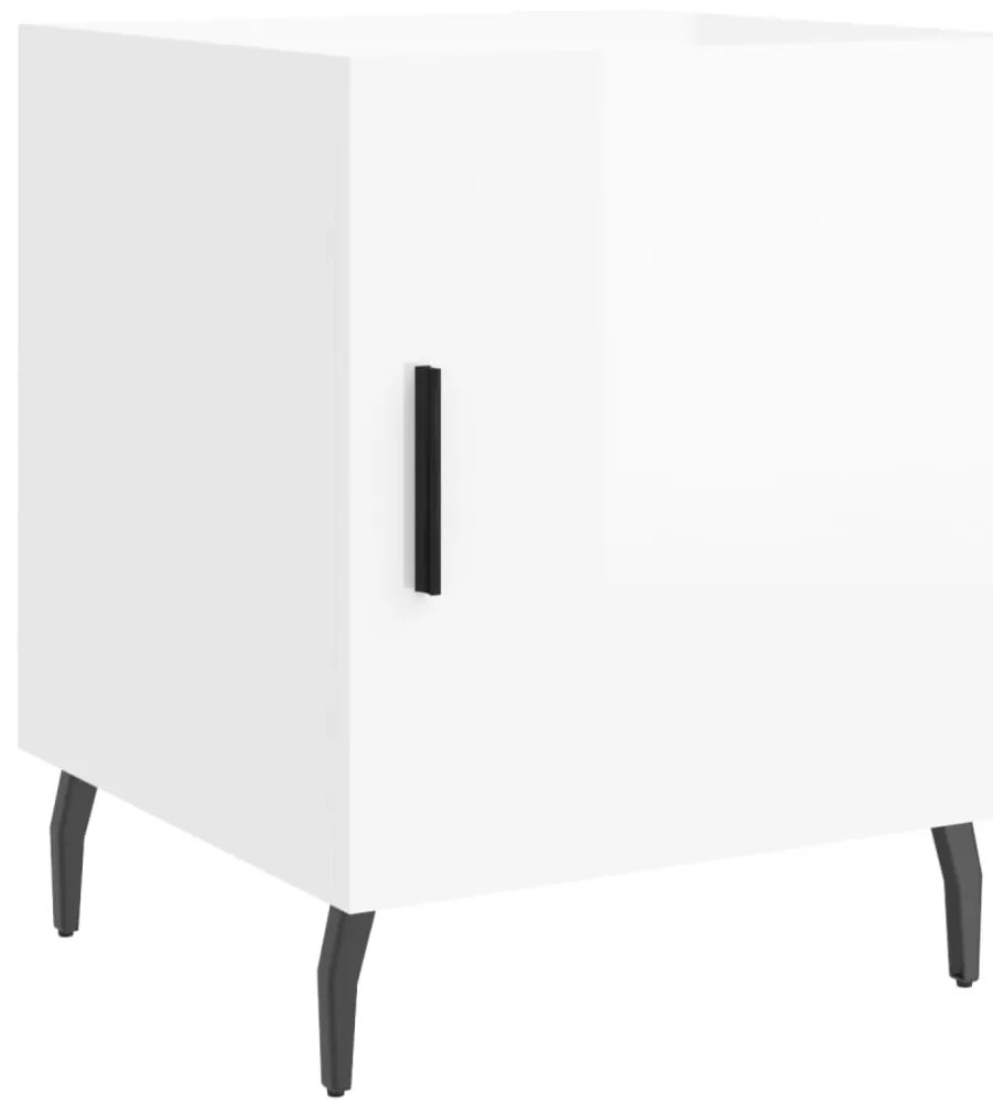 vidaXL Κομοδίνα 2 τεμ. Γυαλ. Λευκό 40 x 40 x 50 εκ. από Επεξεργ. Ξύλο