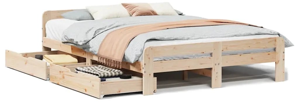 vidaXL Σκελετός Κρεβατιού Χωρίς Στρώμα 150x200 εκ Μασίφ Ξύλο Πεύκου