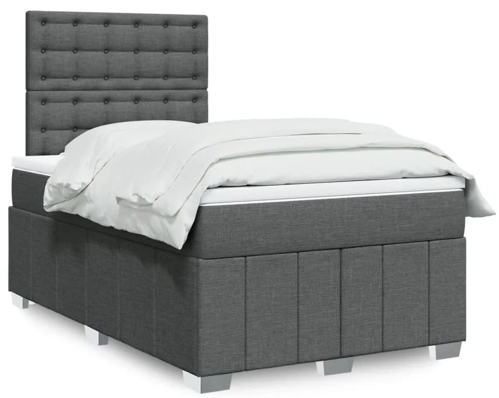 vidaXL Κρεβάτι Boxspring με Στρώμα Σκούρο Γκρι 120x190 εκ Υφασμάτινο