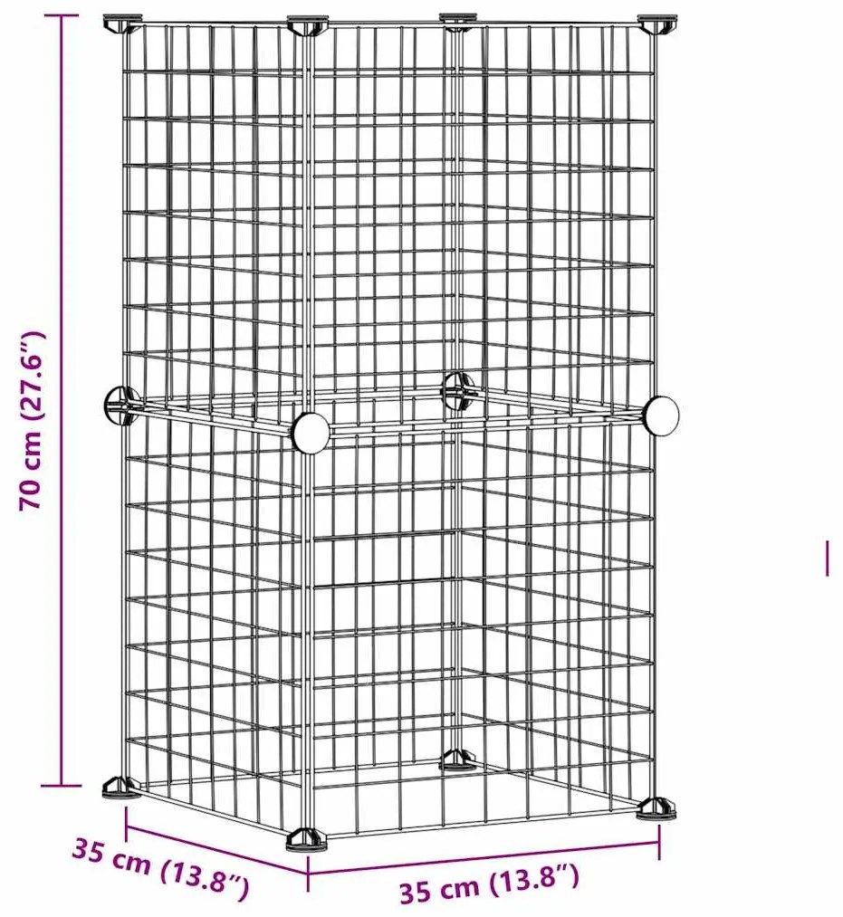 vidaXL Κλουβί για Κατοικίδια με 8 Πάνελ Μαύρο 35 x 35 εκ. Ατσάλινο