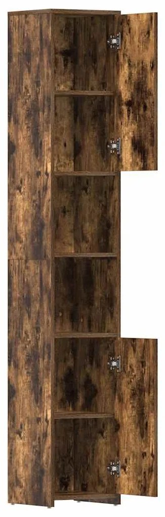 vidaXL Ντουλάπι Μπάνιου Καπνιστή Δρυς 30x30x183,5 εκ. Επεξεργ. Ξύλο