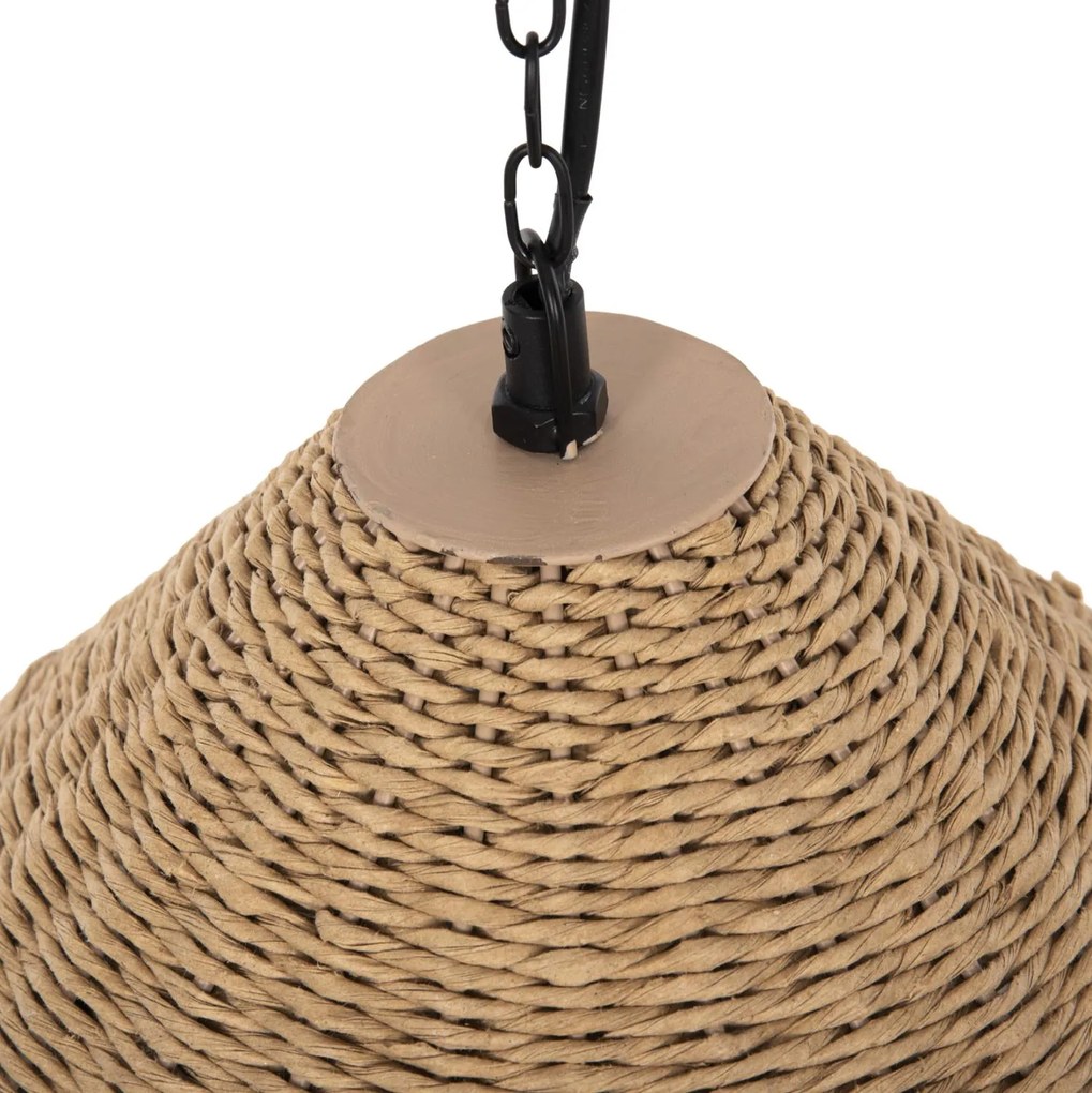 Φωτιστικό Οροφής Κρεμαστό C4354 Φυσικό Rattan - Paper Rope σε Φυσικό -Μαύρο Φ54x42-145Υεκ. 54x54x145 εκ.