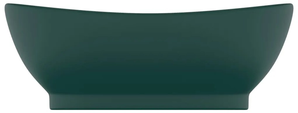 vidaXL Νιπτήρας με Υπερχείλ. Οβάλ Σκ. Πράσινο Ματ 58,5x39 εκ Κεραμικός
