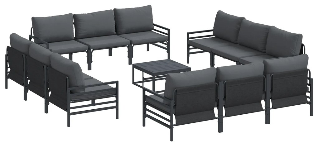 vidaXL Σετ Καναπέ Κήπου 13 pcs Ανθρακί Ατσάλι