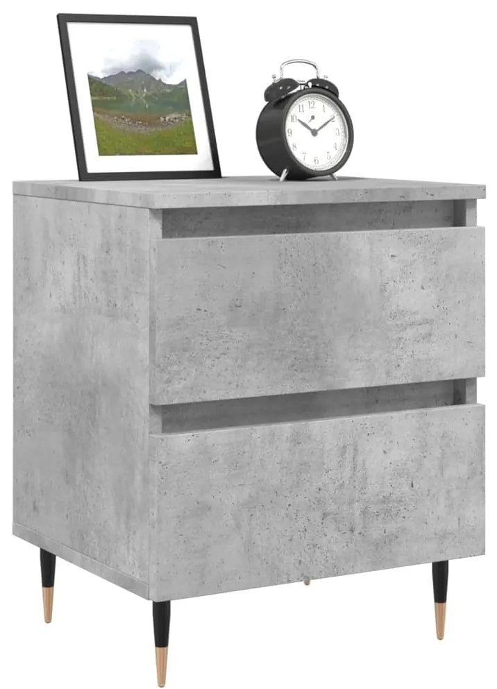 vidaXL Κομοδίνα 2 τεμ. Γκρι Σκυροδ. 40x35x50 εκ. Επεξεργασμένο Ξύλο