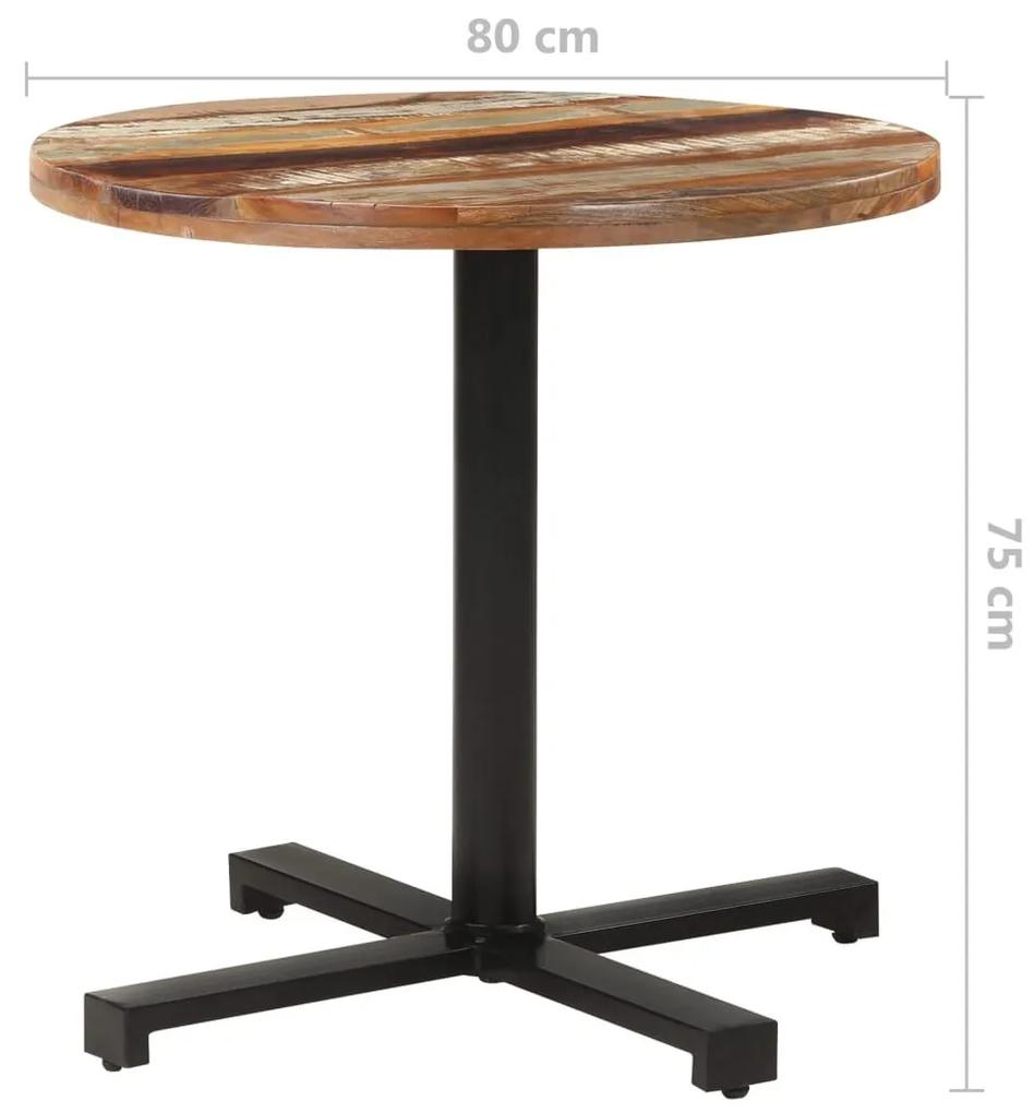 Τραπέζι Bistro Στρογγυλό Ø80 x 75 εκ. Μασίφ Ανακυκλωμένο Ξύλο - Καφέ