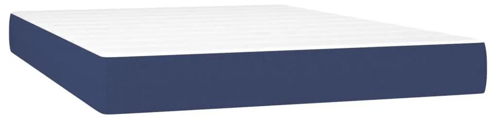 Κρεβάτι Boxspring με Στρώμα &amp; LED Μπλε 140x200 εκ. Υφασμάτινο - Μπλε