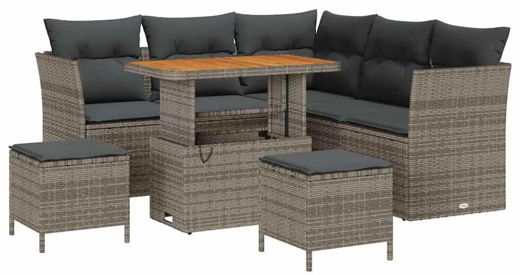 vidaXL Σετ Καναπέ Κήπου με μαξιλάρι 8 pcs Γκρι 90 x 55 x 71 cm
