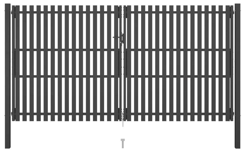 vidaXL Πόρτα Περίφραξης Κήπου Ανθρακί 4 x 2,5 μ. Ατσάλινη