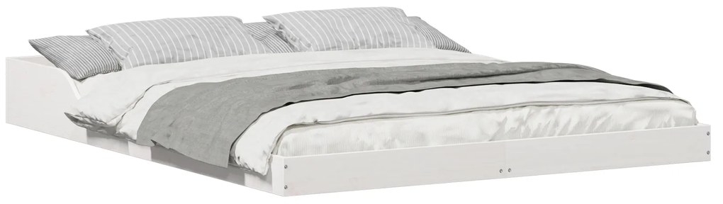 vidaXL Σκελετός Κρεβατιού Λευκό 140 x 220 cm Μασίφ ξύλο πεύκου