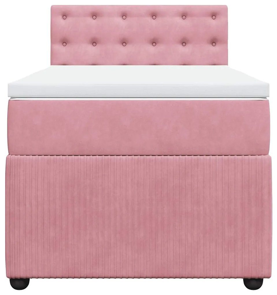 vidaXL Κρεβάτι Boxspring με Στρώμα Ροζ 80 x 200 εκ. Βελούδινο