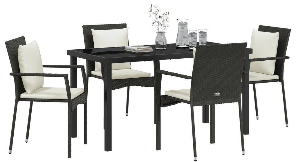 vidaXL Σετ Τραπεζαρίας Κήπου 5 pcs Μαύρο 140 x 70 x 73 cm PE Ρατάν