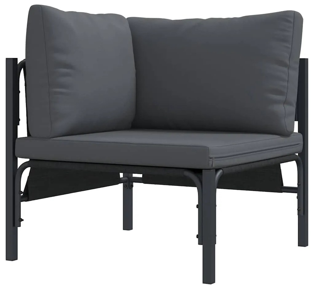 vidaXL Σετ Καναπέ Κήπου με μαξιλάρι 6 pcs Μαύρο Ατσάλι