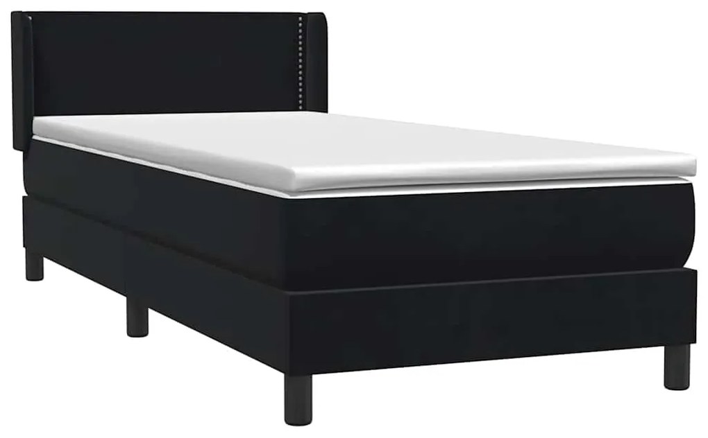 vidaXL Κρεβάτι Boxspring με Στρώμα Μαύρο 90x210 εκ. Βελούδινο