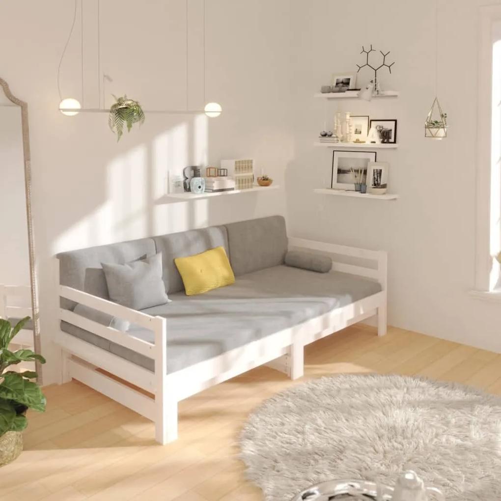 Καναπές Κρεβάτι Συρόμενος Λευκός 2x(90x190) εκ. από Μασίφ Πεύκο - Λευκό