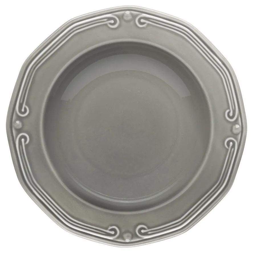 Πιάτο Φαγητού Βαθύ Πορσελάνης Ανάγλυφο Grey 23εκ. Athenee Estia 07-13677