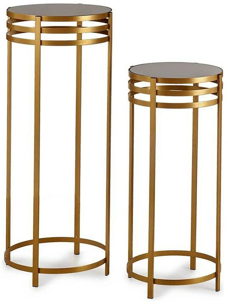 Σετ με 2 τραπέζια Gift Decor Μαύρο Χρυσό Μέταλλο Κρυστάλλινο 42,5 x 105 x 42,5 cm
