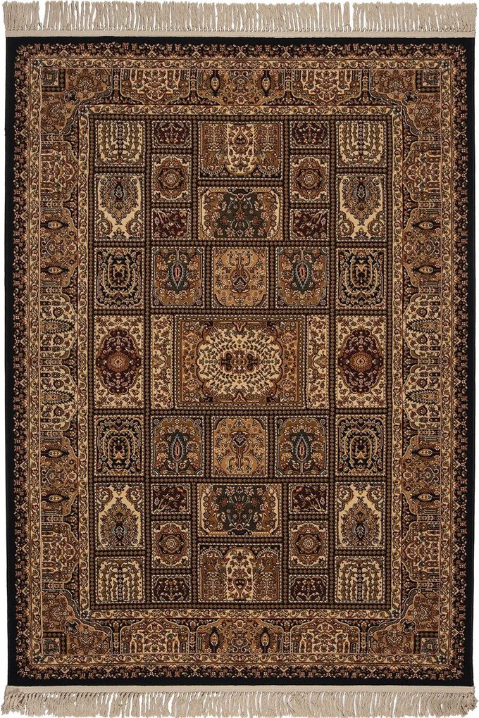 Χαλί Isfahan 3517D Black-Black Βιοκαρπέτ 160X230cm