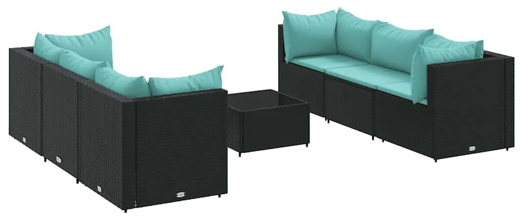 vidaXL Σαλόνι Κήπου 7 Τεμαχίων Μαύρο από Συνθετικό Ρατάν με Μαξιλάρια