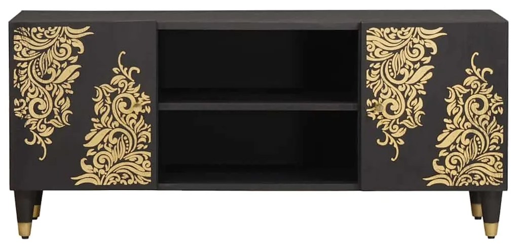 vidaXL Ντουλάπι TV με ράφι Μαύρο 105 x 33 x 46 εκ. Στερεό ξύλο μάνγκο